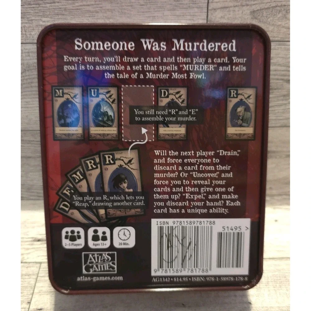 Murder Of‎ Crows 2nd Edition Card Game Tin Box Atlas Games ATG 1342 Family Word